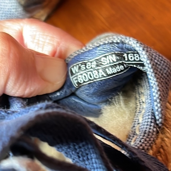 UGG AMELIE ESPADRILLE TIE UP ANKLE BLUE & TAN CASUAL WEDGE HEELS SIZE 8 - Picture 8 of 10